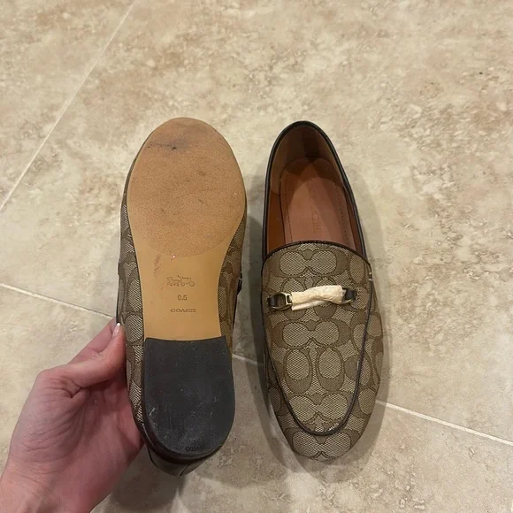 Coach Unisex Brown Signature Canvas Horsebit Slip-On Loafers - Picture 4 of 4